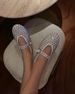 Large Round Toe Leather Rhinestone For Women's Outdoor Wear, 2025 Summer New Fashionable Versatile Single Shoe_vogvips.com