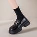 High Quality Thick Sole Chunky Heel Student Leather For Women 2023 Autumn New Versatile French Style Loafers Slip-On Single Shoes Ins_vogvips.com