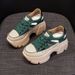 Women's Casual Leather Sandals Breathable Hollow Out Dad Shoes With Hidden Height Increase Platform New Summer Style Outerwear_vogvips.com