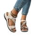 New 2025 European And American Women's Cross-border Trade, Large Size, Stitched Wedge Heel, Casual Velcro Sandals For_vogvips.com