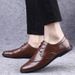Men's Casual Embossed Plaid Lace-up Leather Shoes Soft Formal Men's Shoes_vogvips.com