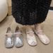 Flat-bottomed Silver Woven Mary Jane Shoes, Children's Hollowed-out Skirts, Evening Shoes_vogvips.com