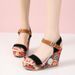 2025 New Large Shoes, High Sandals, Slope Heels, Embroidered One Word Buckle With Open Toe Thick Bottom, Women's_vogvips.com