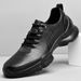 Men's Summer Perforated Breathable Casual Shoes Genuine Cowhide Upper Front Lace up Sports Mesh Chunky Fashion Single Shoes_vogvips.com