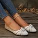 Foreign Trade Large Size Lightweight Soft Sole Loafers For Women 2025 Spring And Autumn New Color Block Bow Comfortable_vogvips.com