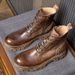 European Warm Series Autumn Winter Martin Genuine Leather Top Layer Cowhide Short British Style Fleece Lined Work Boots Trendy High-top Men's_vogvips.com