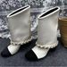 2025 Xiaoxiang New Product Flip Big Chain Thick Heel Trousers Boots Leather Short Boots High Heel Short Boots Fashion Boots Women's Boots_vogvips.com