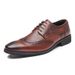 Euro Step Top Layer Cowhide Handmade New Brogue Carved Business Formal Leather Men's Pointed Toe Youth Derby Shoes Trendy_vogvips.com