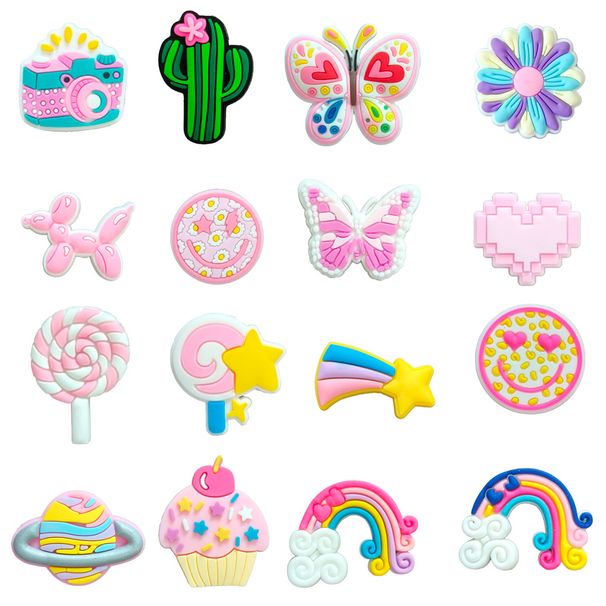 16 Sets Of Cartoon Small Fresh Cute Shoes Flower Shoe Buckle Soft Glue DIY Shoe Accessories Accessories_vogvips.com