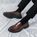 Euro Step Large Size Brogue Low-top Fashion Casual Leather British Style Men's Thick-soled Slip-on Lazy Business Shoes_vogvips.com