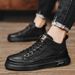 2024 Spring New British Style Leather Panel Trendy Youth Student Casual Mid-High Top Sports Men's Shoes_vogvips.com
