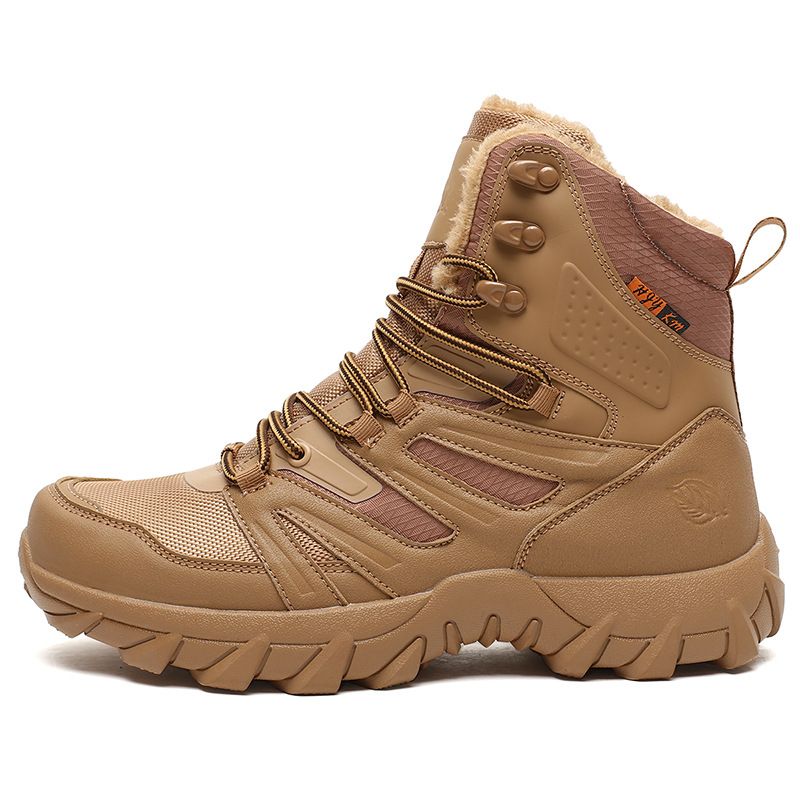 Hiking Combat Boots, High-top Work Boots, Martin Boots, Fleece-lined Warm Snow Boots_vogvips.com