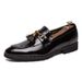Men's British Style Pointed Toe Leather Korean Version Shiny Nightclub Hairstylist Fashion Slip-On Groom Wedding Shoes_vogvips.com