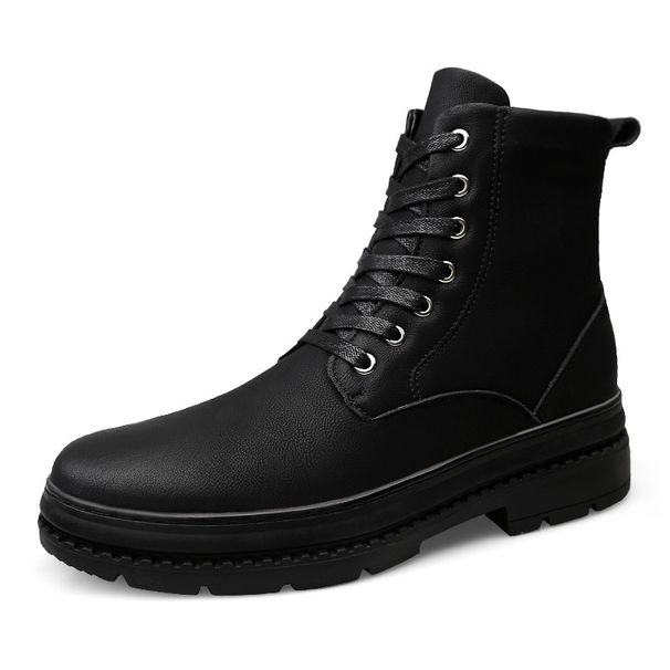 Men's Fur Boots Tooling Shoes Outdoor Martin Boots Mid-top Leather Boots Non-slip Casual Men's Shoes_vogvips.com