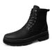 Men's Fur Boots Tooling Shoes Outdoor Martin Boots Mid-top Leather Boots Non-slip Casual Men's Shoes_vogvips.com