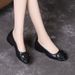 Shallow Single Shoes Women's Non-slip Soft Sole Comfortable Thick Heel Small Leather Shoes Women's Fashion Round Head Mother Shoes_vogvips.com