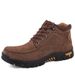 Fleece Warm Outdoor Casual Cotton Shoes Sports Hiking Shoes High-top Lace-up Thick-soled Non-slip Matte_vogvips.com