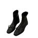 Butterfly Knot Elastic Slim 2025 Autumn Square Toe Chunky Heel Short For Women Back Zipper Slimming Martin Boots_vogvips.com