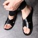 Outdoor Soft Leather Slippers For Men, Summer New Korean Style, Casual Non-Slip Trendy One-Word Beach Sandals_vogvips.com