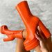 Women’s Shoes High Thick Heel Side Zipper Waterproof Platform Thick Bottom Mid Calf Boots Elastic Boots Fashion Casual Leather Boots Large Size 41_vogvips.com