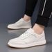 Euro Step Top Layer Cowhide Spring New Casual Genuine Breathable Leather White Sneakers Board Men's Shoes_vogvips.com