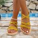 Women's Fashion Trend College Style Holiday Style Soft Bottom Solid Color Strappy Flat Sandals_vogvips.com