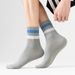 Men's Socks Spring And Autumn Mid Tube Socks Antibacterial Sweat Absorbent Breathable Spring And Autumn Boys Striped White Casual Men's Socks_vogvips.com