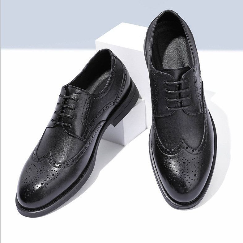 Euro Step 2025 Genuine New Men's Brogue Carved Leather Formal British Business Wedding Bridal Studio Shoes_vogvips.com