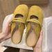 Elegant Suede French Style Mules For Women - Vintage Soft Sole Slip-on Loafers, Minimalist Retro Flat Sandals_vogvips.com