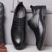 Euro Step First Layer Cowhide Formal Pointed Toe Lace-up Derby Men Brand Business Men's Shoes Wind Pure Leather_vogvips.com