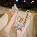 French Style Crystal High Heels With Bowknot Wedding 2023 Rhinestone Pointed Toe Stiletto Summer Women's Sandals Gold_vogvips.com
