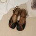 Roman Sandals For Women Summer Outdoor 2025 Flat Closed Toe One Strap Hole Niche Style Foot Slimming Dress Shoes_vogvips.com