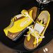 Ocai Colorist Biscuit Yellow Dexun Shoes Niche Fashion Color-Block High-End Casual Flat Sneakers For Women_vogvips.com