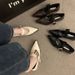 2025 Spring And Autumn New Pointed Coarse Heel Versatile Low Order For Women With One Button Soft Leather Single Shoes_vogvips.com