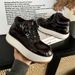 Men's Chunky Derby Boots Retro Motorcycle Style High Top Martin Boots In Yellow/Black/Brown - Fashionable & Comfortable_vogvips.com