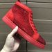 Trendy Autumn Winter Red Sole Shoes CL Men's High Top Rhinestone Studded Women's Genuine Leather Couple Sneakers Casual_vogvips.com