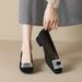 French Square Head Single Shoes Women's Thick Heel Spring Rhinestone Shallow Mouth High Heels_vogvips.com