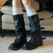 2025 Black Booties New Fashion Round Toe Belt Buckle Mid-Calf Knee-High Slimming Chunky Heel Riding Boots_vogvips.com