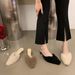 Design Sense Niche Temperament Pointed Toe Half French High Heels Furry Autumn Winter Outdoor Women's Shoes Slippers_vogvips.com