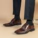 Euro Step REEHEMES Crocodile Pattern Autumn New Brogue Business Formal Leather Men's Cowhide British Pointed Shoes 9827_vogvips.com
