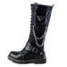 European Warm Series Punk Rock Long High Tube Men's Leather Skull Iron Chain Lace-up Cowboy Thick Sole Trendy Stage Martin Boots_vogvips.com