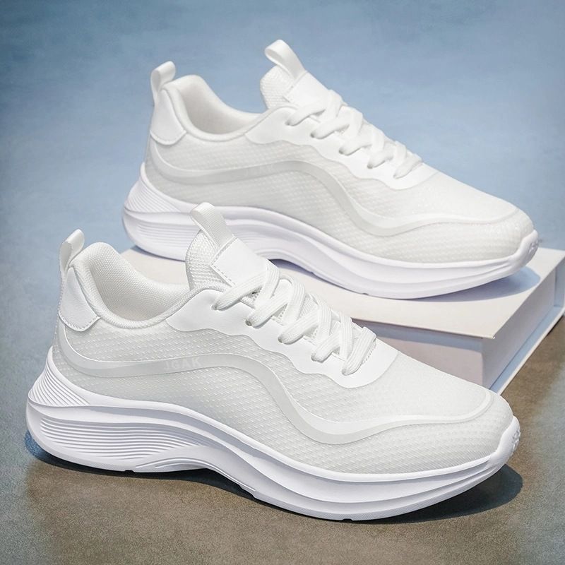 Men's White Slip-on Sneakers, Thick-soled Old Beijing Style Lazy Shoes, Summer Breathable Linen Soft-soled Canvas Shoes_vogvips.com