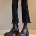 Cowhide Version~ Brown Genuine Leather Thick-Soled Height-Increasing Martin For Women Simple Back Zipper Chunky Heel_vogvips.com