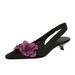 Pointed Middle Heel Single Shoes Women's Satin Back Empty Rear Strap Women's Shoes Are Not Tired_vogvips.com