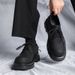 3187 New Carbon Black Round Toe Genuine Leather Thick Sole Height Increasing Derby Men's Casual Business Commuter Shoes_vogvips.com