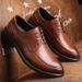 Spring New Fashion Business Dress Leather Small Round Head Casual Men's Lace Up Wedding Derby Shoes_vogvips.com