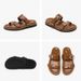 BEAUTODAY Casual Slippers Women Genuine Leather Solid Double Strap Summer Beach Ladies Brown Footwears Handmade 34085_vogvips.com
