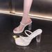 Women's High-heeled Shoes For Outdoor Wear, 2025 Summer New Model, Transparent Sandals With A Single Strap, Chunky_vogvips.com