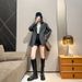 Women's Stylish Knee-High Riding Boots - Faux Leather Motorcycle Boots With Mid Heel, Front Zipper, Black & Brown Options (Regular & Fleece-Lined)_vogvips.com