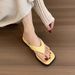 Silver Women's Summer Outdoor Slippers New Soft Thick Sole Flip-Flops French Style Stunning Toe Post Sandals Vacation_vogvips.com